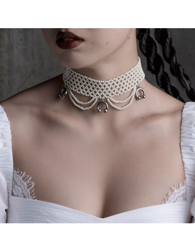 MAGNIFIQUE. Wide Pearl and Barbell Choker - Silver Jusqu'à 80% De Réduction