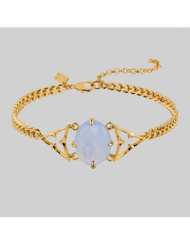 CENTAURUS. Gothic Trefoil Opalite Choker - Gold soldes