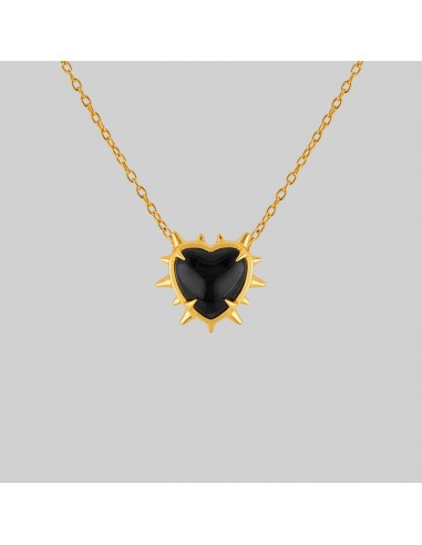 VOID. Spiked Black Glass Heart Necklace - Gold offre 