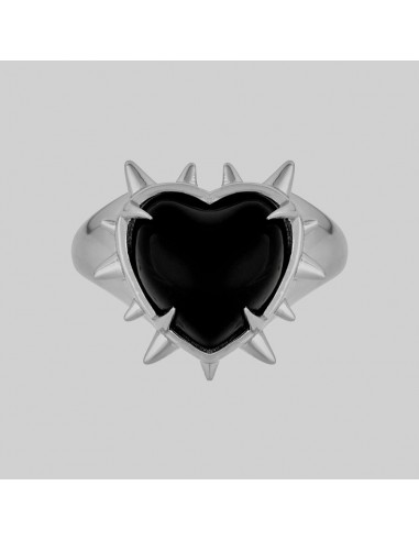 VOID. Spiked Black Glass Heart Ring - Silver vous aussi creer 