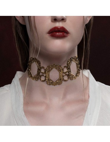 SANSA. Vampesque Gothic Caged Choker - Gold hantent personnes