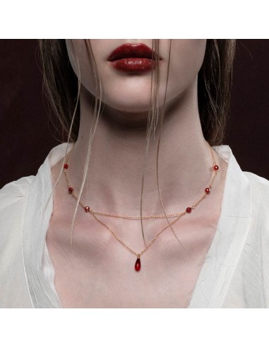 RELISH. Medieval Red Glass Droplet Necklace - Gold Jusqu'à 80% De Réduction