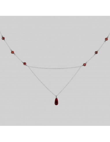 RELISH. Medieval Red Glass Droplet Necklace - Silver solde