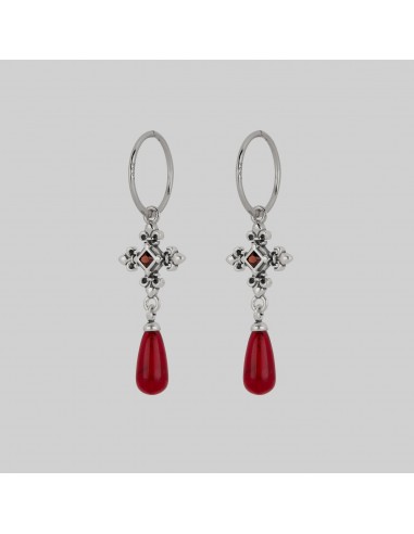 CRIMSON. Medieval Garnet Hoop Earrings - Silver s'inspire de l'anatomie humaine