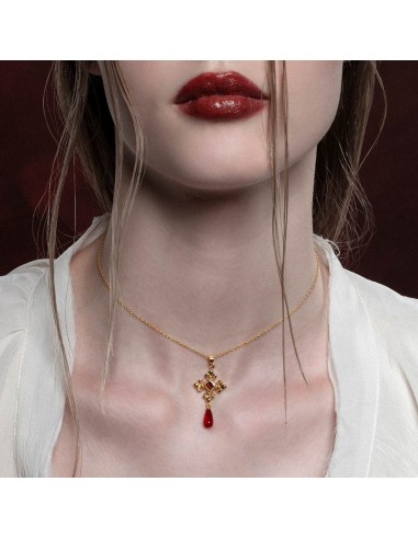 CRIMSON. Fleur de Lis Garnet Collar - Gold Comparez plus de prix