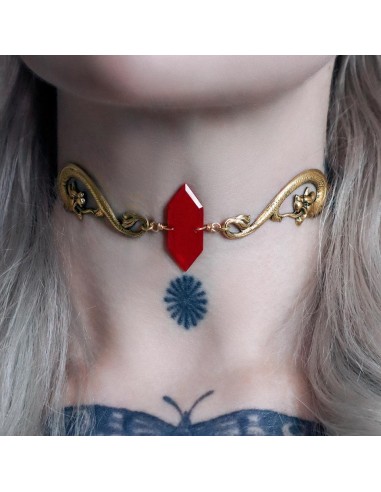 DRAKE. Red Glass Dragon Choker - Gold ouvre sa boutique