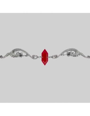 DRAKE. Red Glass Dragon Choker - Silver shop