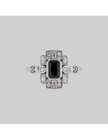 DECO. Skull & Black Spinel Cocktail Ring - Silver prix