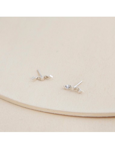 Folded Ribbon Stud Earrings - Sterling Silver destockage