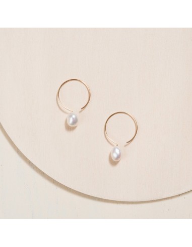 Basic Gold Filled Hoop Earrings - Ivory Pearl - 24mm l'évolution des habitudes 