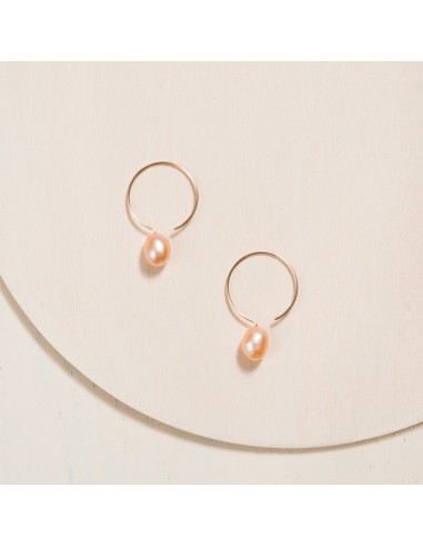 Basic Gold Filled Hoop Earrings - Peach Pearl - 24mm Découvrez la collection