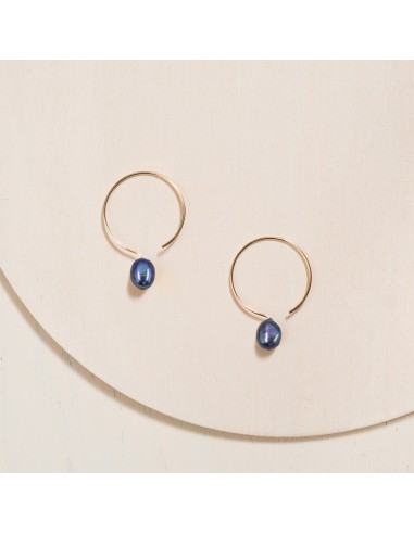 Basic Gold Filled Hoop Earrings - Black Pearl - 24mm l'achat 