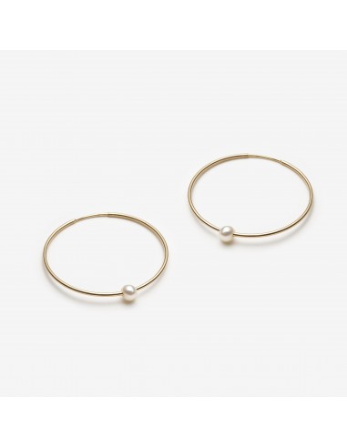 Hoop Earrings With Freshwater Pearl - 10k Gold - 29mm pas cheres